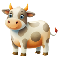 Illustration of Digital Painting, cute cow isolated on background png