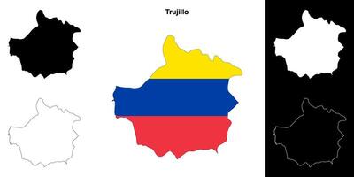 Trujillo state outline map set vector