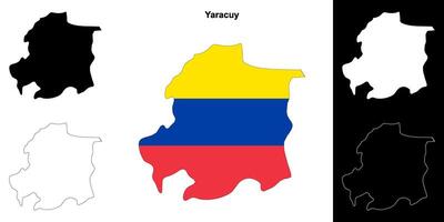 Yaracuy state outline map set vector