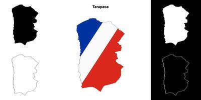 Tarapaca region outline map set vector