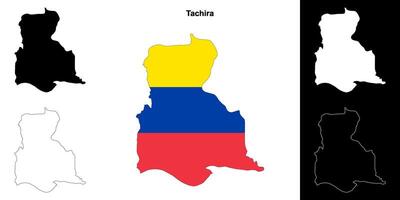Tachira state outline map set vector