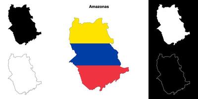 Amazonas state outline map set vector