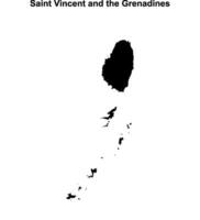 Saint Vincent and the Grenadines blank outline map design vector