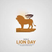 International Lion Day Crative Ads Design. Lion Day pose icon isolated on Template for background. Lion Day Poster, . illustration, August 10. Important day vector