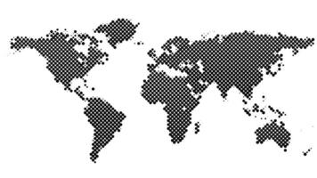 Halftone circle pattern world map background vector
