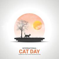International Cat Day Crative Ads Design. Cat Day pose icon isolated on Template for background. Cat Day Poster, . illustration, August 8. Important day vector