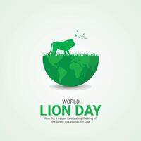 International Lion Day Crative Ads Design. Lion Day pose icon isolated on Template for background. Lion Day Poster, . illustration, August 10. Important day vector