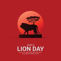 International Lion Day Crative Ads Design. Lion Day pose icon isolated on Template for background. Lion Day Poster, . illustration, August 10. Important day vector