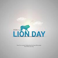 International Lion Day Crative Ads Design. Lion Day pose icon isolated on Template for background. Lion Day Poster, . illustration, August 10. Important day vector