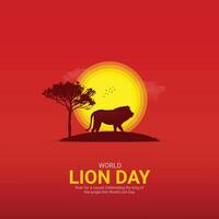 International Lion Day Crative Ads Design. Lion Day pose icon isolated on Template for background. Lion Day Poster, . illustration, August 10. Important day vector