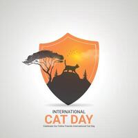 International Cat Day Crative Ads Design. Cat Day pose icon isolated on Template for background. Cat Day Poster, . illustration, August 8. Important day vector