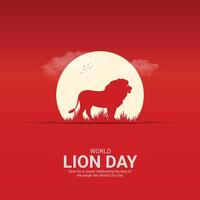 International Lion Day Crative Ads Design. Lion Day pose icon isolated on Template for background. Lion Day Poster, . illustration, August 10. Important day vector