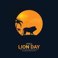 International Lion Day Crative Ads Design. Lion Day pose icon isolated on Template for background. Lion Day Poster, . illustration, August 10. Important day vector