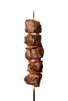 Grilled Beef Skewers with Vegetables isolated on transparent background png