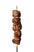 A la parrilla carne de vaca brochetas con vegetales aislado en transparente antecedentes png