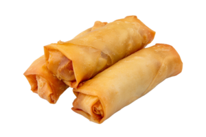 Three egg rolls isolated on transparent background png