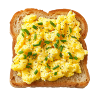 Scrambled Eggs on Toast with Chives and Pepper isolated on transparent background png