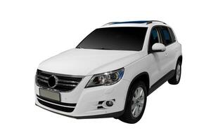 white SUV car isolated on white background with clipping path photo