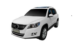 white SUV car isolated on white background with clipping path photo