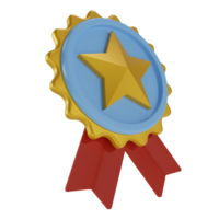 3d médaille icône avec étoiles et ruban. concept illustration de récompenses pour compétition gagnants. d'or badge, médaille, certificat, garantie étiquette icône png