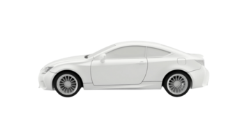 White Car Render with Subtle Shadow on the transparent background, Format png