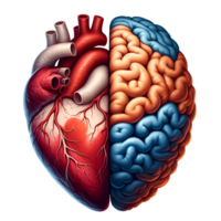 Heart and Brain Depicting Emotional and Logical Thinking Contrast png
