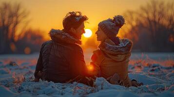 Young beautiful happy family relaxing at home photo