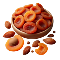 Apricots in a ceramic bowl with seeds. Ideal for culinary projects and packaging design png