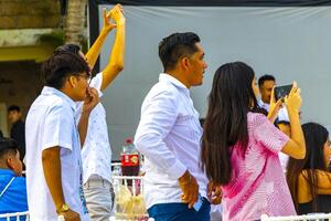 Playa del Carmen Quintana Roo Mexico 2023 Dancing bouquet toss and party at Mexican wedding reception Mexico. photo