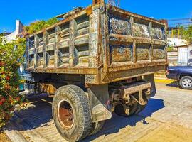 Puerto Escondido Oaxaca Mexico 2023 Mexican tipper dumper dump truck trucks transporter in Mexico. photo