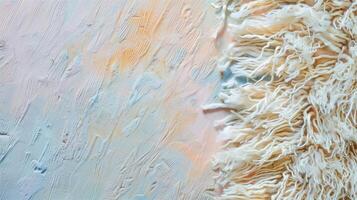A detailed abstract image showcasing the contrast between smooth paint and rough textile fibers photo