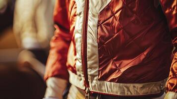 Detail of a stylish jockey's silk jacket in vibrant hues photo