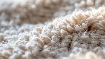 Close-up of the intricate textures of white knitted fabric, highlighting the softness and pattern photo