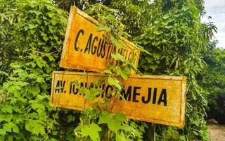 Puerto Escondido Oaxaca Mexico 2022 Road street signs name streets roads orientation Puerto Escondido Mexico. photo