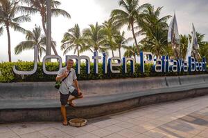 Jomtien Dongtan Pattaya lettering name welcome city sign Pattaya Thailand. photo