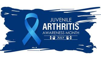 ilustración juvenil artritis conciencia mes es observado cada año en julio. el importante síntomas de el enfermedades articulación hinchazón y dolor. bandera póster, volantes y antecedentes diseño. vector