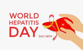 illustration of World Hepatitis Day ,July 28. Hand with liver and ribbon design illustration. Banner poster, flyer and background design. vector