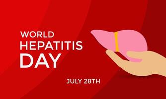 ilustración de mundo hepatitis día ,julio 28 mano con hígado y cinta diseño ilustración. bandera póster, volantes y antecedentes diseño. vector