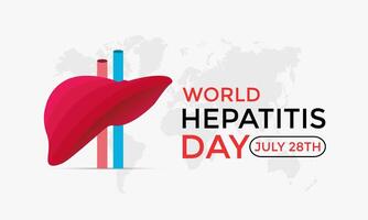 ilustración de mundo hepatitis día ,julio 28 mano con hígado y cinta diseño ilustración. bandera póster, volantes y antecedentes diseño. vector