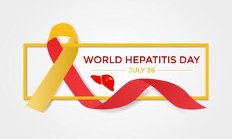 illustration of World Hepatitis Day ,July 28. Hand with liver and ribbon design illustration. Banner poster, flyer and background design. vector