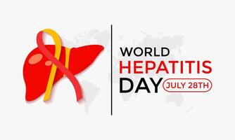 illustration of World Hepatitis Day ,July 28. Hand with liver and ribbon design illustration. Banner poster, flyer and background design. vector