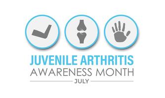 illustration Juvenile Arthritis awareness month is observed every year in July. The important symptoms of the diseases joint swelling and pain. Banner poster, flyer and background design. vector