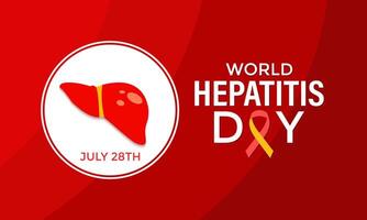 ilustración de mundo hepatitis día ,julio 28 mano con hígado y cinta diseño ilustración. bandera póster, volantes y antecedentes diseño. vector