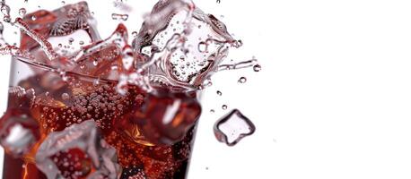 glass of coke with ice cubes isolated. photo