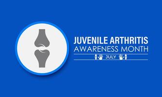 illustration Juvenile Arthritis awareness month is observed every year in July. The important symptoms of the diseases joint swelling and pain. Banner poster, flyer and background design. vector