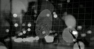 Fingerprint scan animation. Biometric identification scanning black and white monochrome footage video