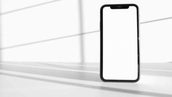 Phone blank screen template , smartphone white screen mock-up footage. Black and white monochrome animation video