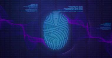 fingeravtryck skanna animation. biometrisk Identifiering läser in antal fot video