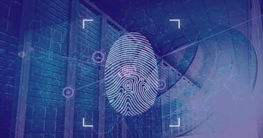 impronta digitale scansione animazione. biometrico identificazione lettura metraggio video