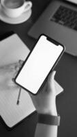 Phone blank screen template, smartphone white screen mock-up footage. Black and white monochrome animation video